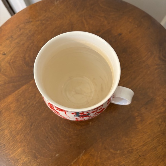 Anthropologie Homegrown Red Floral Monogram Mug 'L’ 16oz Vine Initial Block - Picture 2 of 4